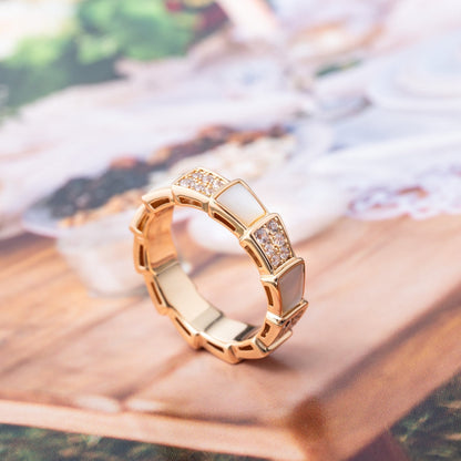 [Glitter Jewelry]SERPENTI RING PINK GOLD MOP DIAMOND PAVED 4MM