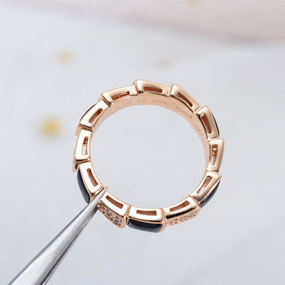 [Glitter Jewelry]SERPENTI RING PINK GOLD BLACK MOP DIAMOND PAVED 4MM