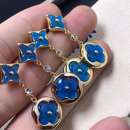 [Glitter Jewelry]STAR AND SUN AGATE DIAMOND EARRINGS