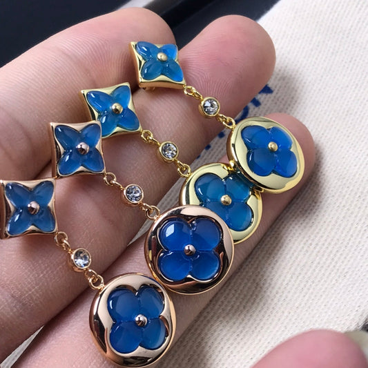 [Glitter Jewelry]STAR AND SUN AGATE DIAMOND EARRINGS