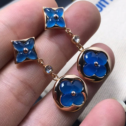 [Glitter Jewelry]STAR AND SUN AGATE DIAMOND EARRINGS