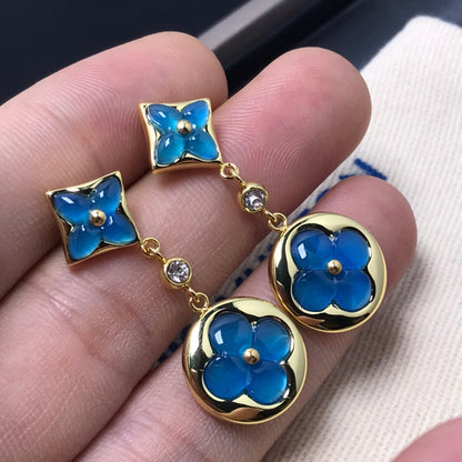 [Glitter Jewelry]STAR AND SUN AGATE DIAMOND EARRINGS