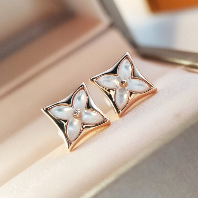 [Glitter Jewelry]STAR MOP PINK GOLD EARRINGS