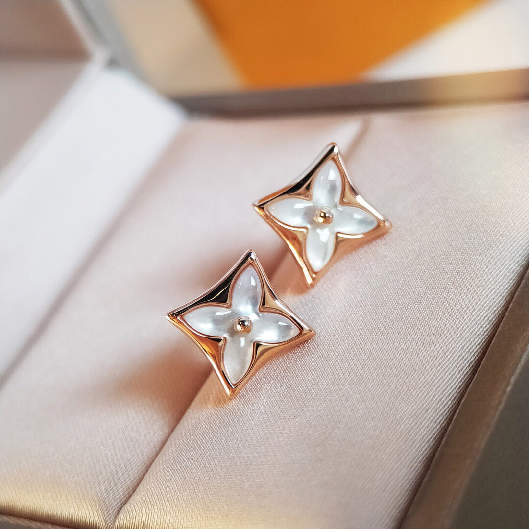 [Glitter Jewelry]STAR MOP PINK GOLD EARRINGS