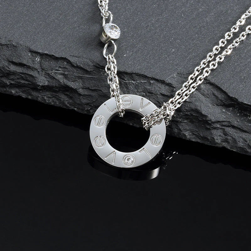 [Glitter Jewelry]LOVE NECKLACE 16MM 2 DIAMONDS