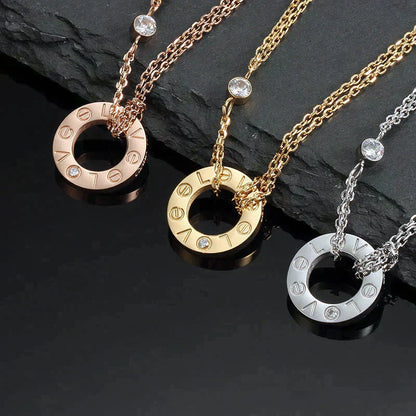 [Glitter Jewelry]LOVE NECKLACE 16MM 2 DIAMONDS