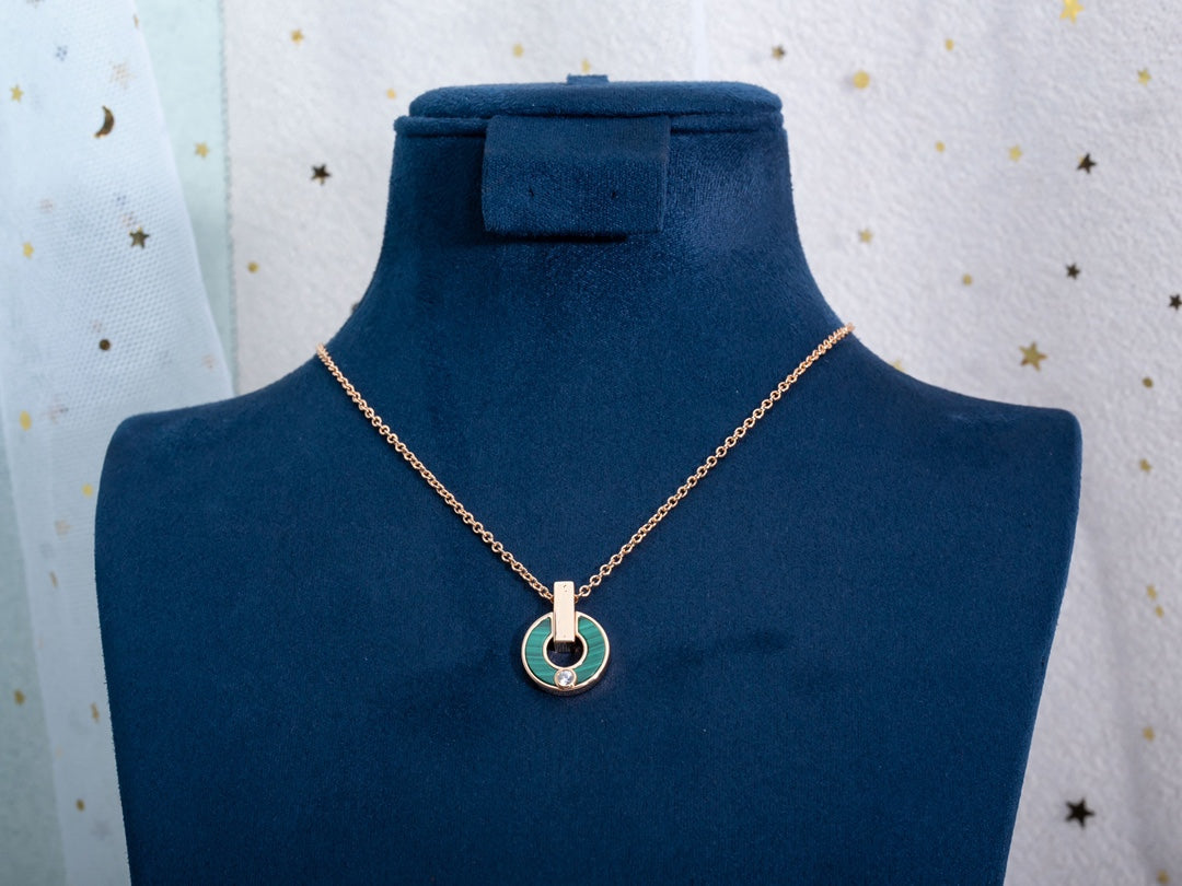[Glitter Jewelry]GARI NECKLACE PINK GOLD MALACHITE