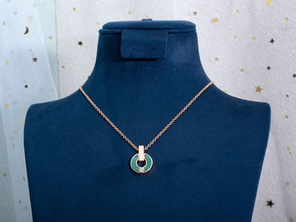 [Glitter Jewelry]GARI NECKLACE PINK GOLD MALACHITE
