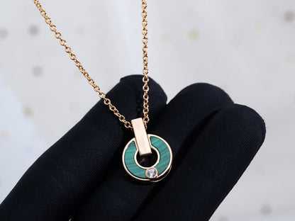 [Glitter Jewelry]GARI NECKLACE PINK GOLD MALACHITE