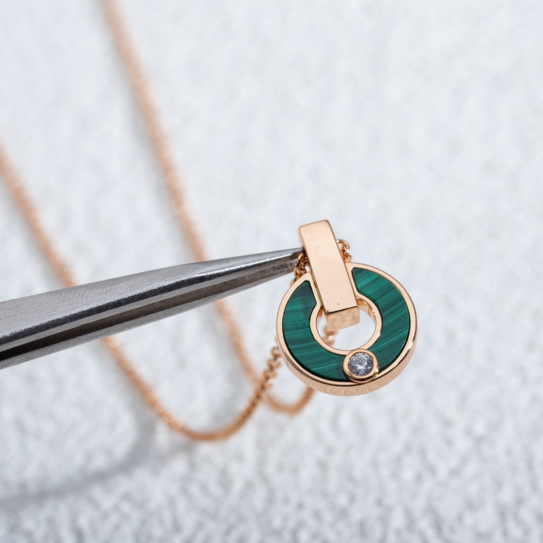 [Glitter Jewelry]GARI NECKLACE PINK GOLD MALACHITE
