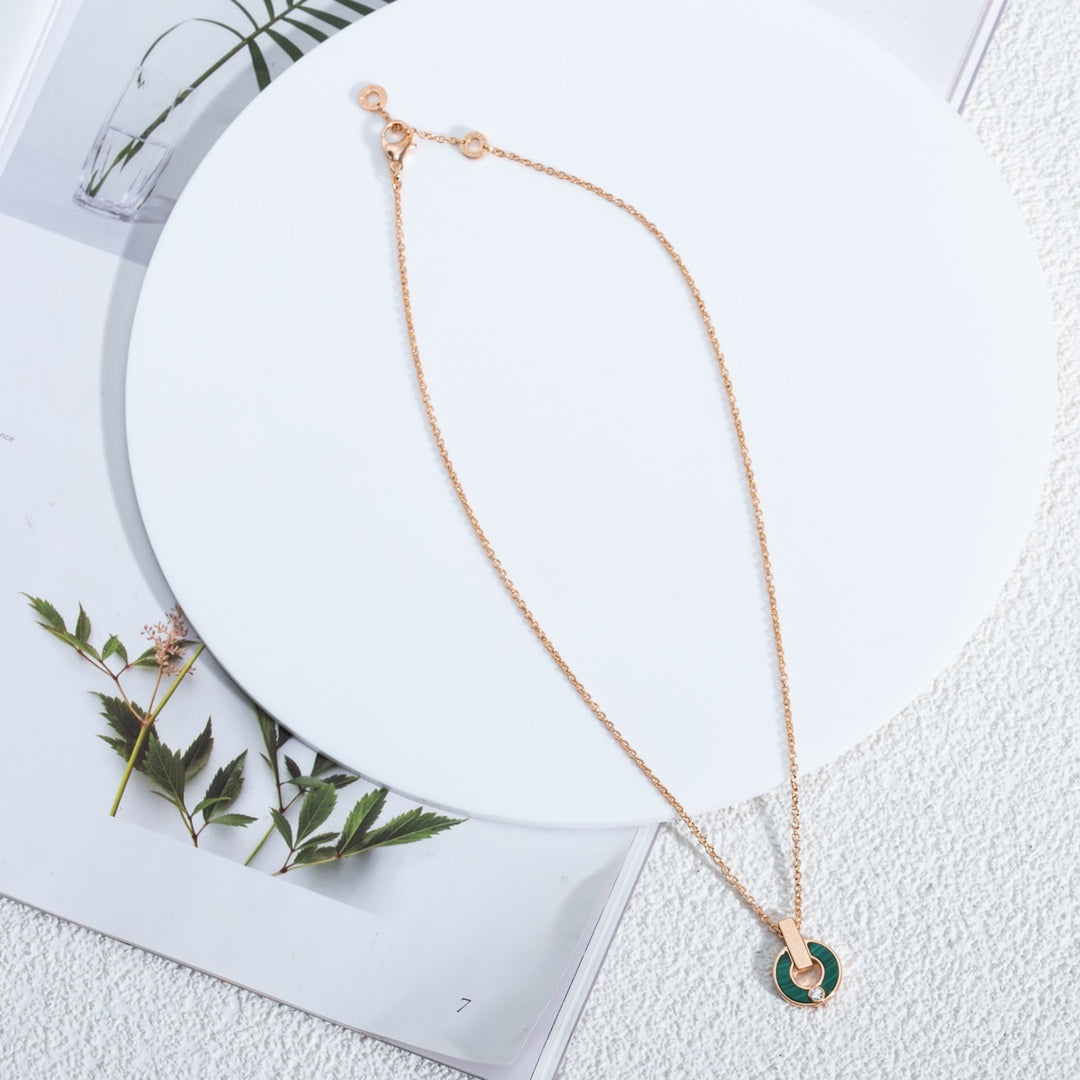 [Glitter Jewelry]GARI NECKLACE PINK GOLD MALACHITE