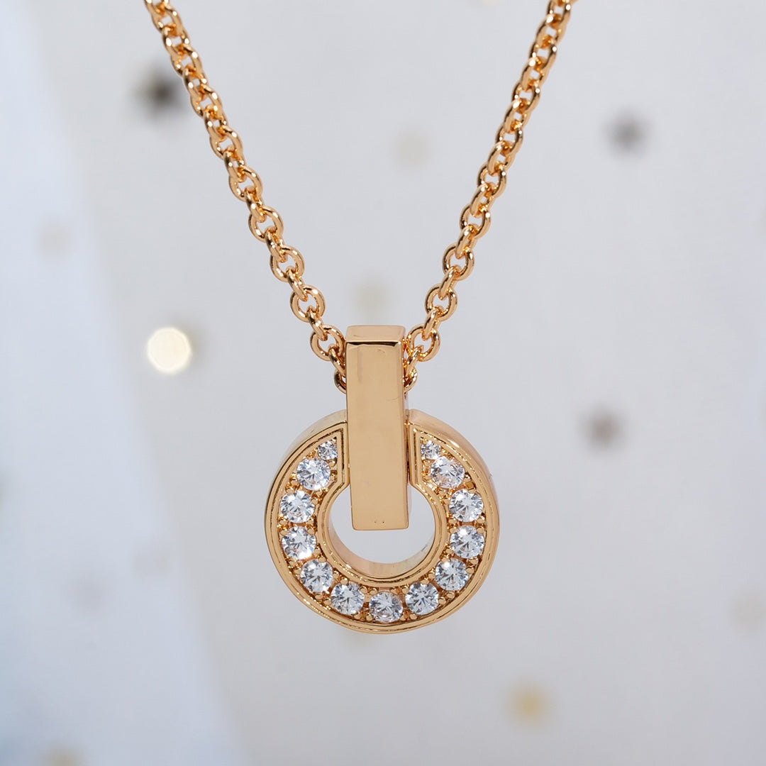 [Glitter Jewelry]GARI NECKLACE PINK GOLD DIAMOND