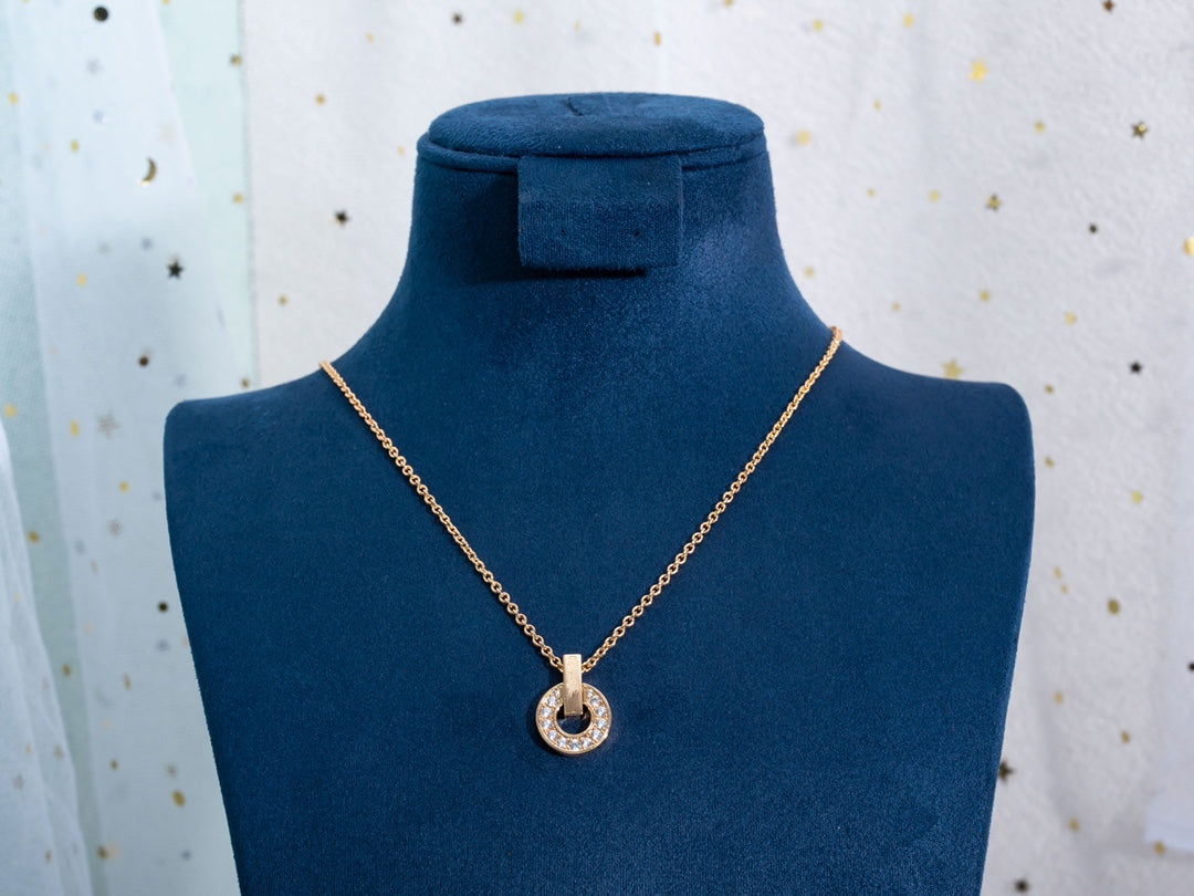 [Glitter Jewelry]GARI NECKLACE PINK GOLD DIAMOND