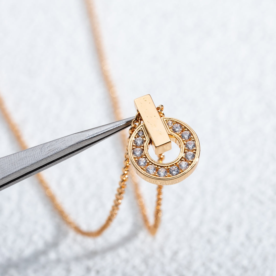 [Glitter Jewelry]GARI NECKLACE PINK GOLD DIAMOND