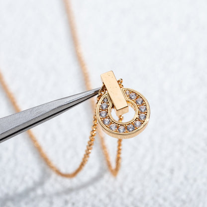 [Glitter Jewelry]GARI NECKLACE PINK GOLD DIAMOND