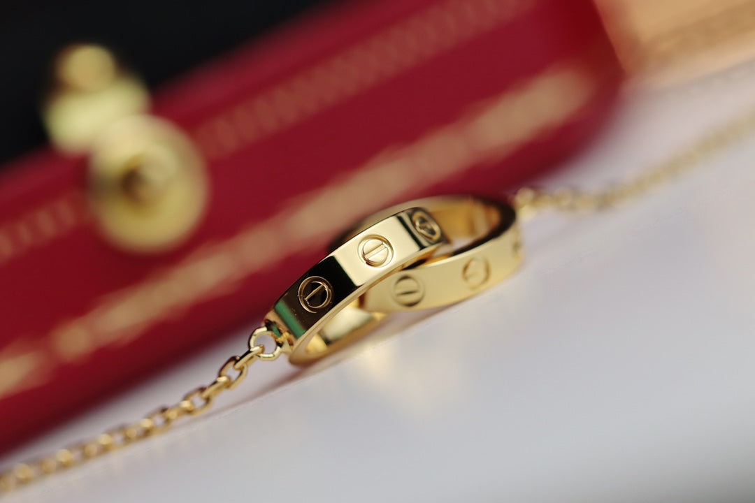 [Glitter Jewelry]LOVE NECKLACE DOUBLE RING GOLD
