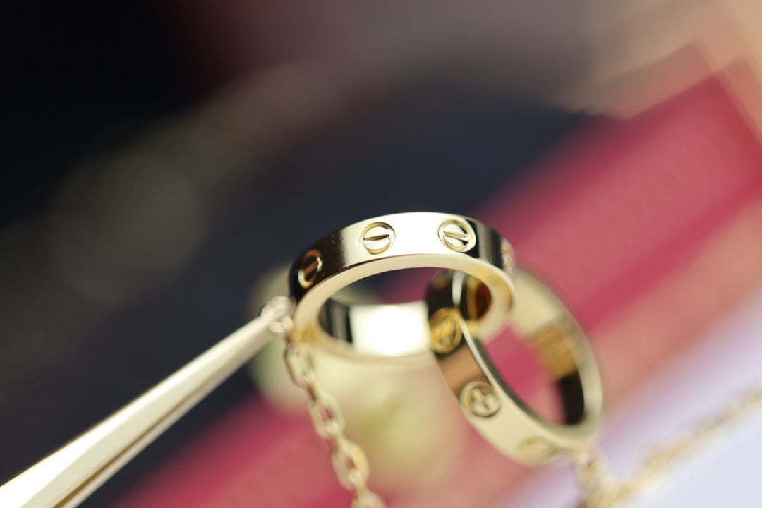 [Glitter Jewelry]LOVE NECKLACE DOUBLE RING GOLD