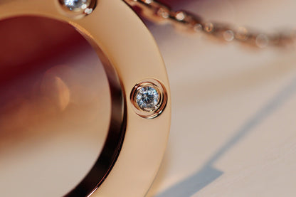 [Glitter Jewelry]LOVE NECKLACE 16MM 6 DIAMONDS PINK GOLD