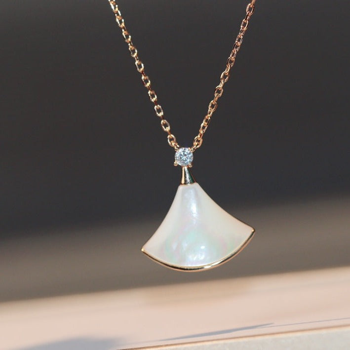[Glitter Jewelry]DREAM NECKLACE WHITE MOP PINK GOLD 1 DIAMOND