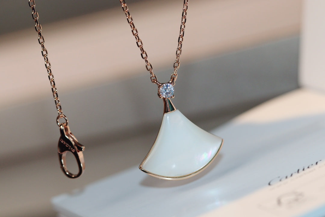 [Glitter Jewelry]DREAM NECKLACE WHITE MOP PINK GOLD 1 DIAMOND
