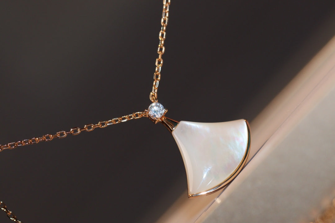 [Glitter Jewelry]DREAM NECKLACE WHITE MOP PINK GOLD 1 DIAMOND