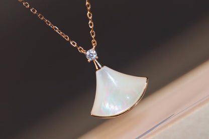 [Glitter Jewelry]DREAM NECKLACE WHITE MOP PINK GOLD 1 DIAMOND