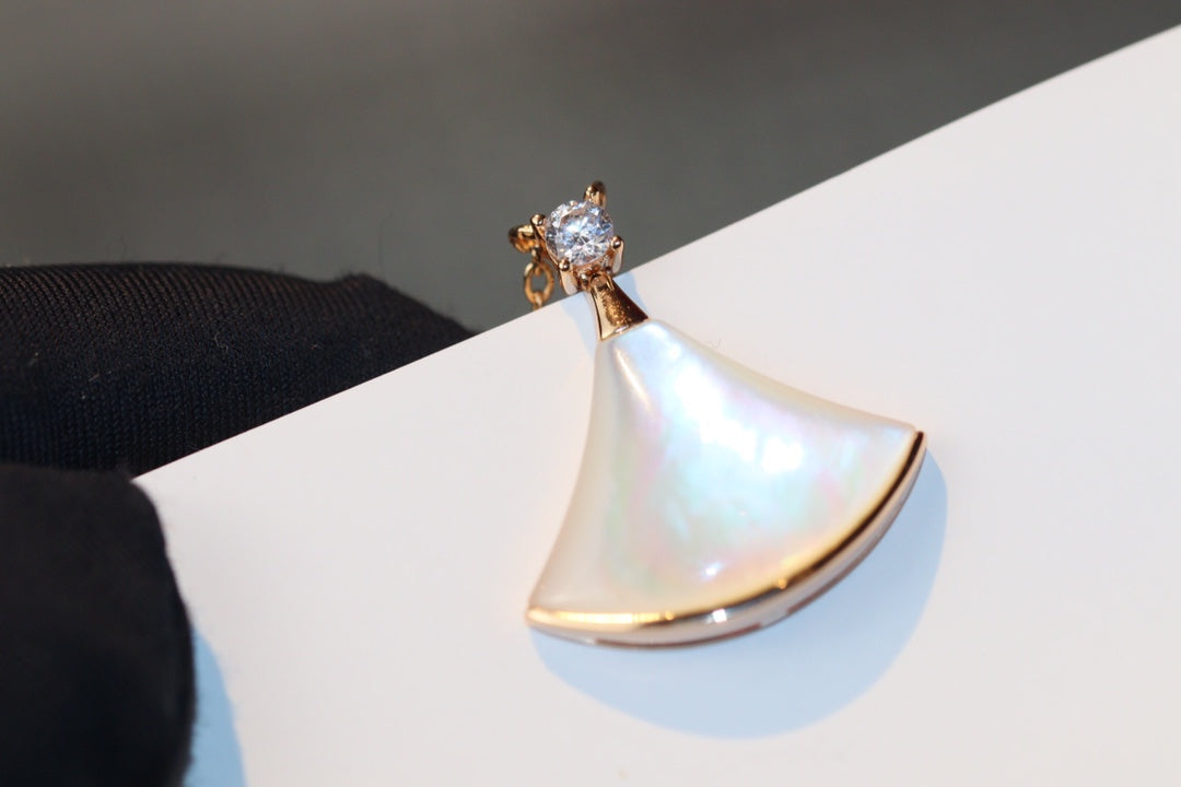 [Glitter Jewelry]DREAM NECKLACE WHITE MOP PINK GOLD 1 DIAMOND