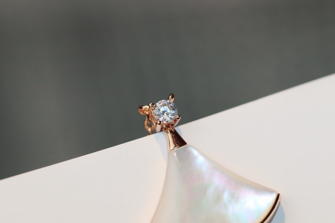 [Glitter Jewelry]DREAM NECKLACE WHITE MOP PINK GOLD 1 DIAMOND