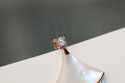 [Glitter Jewelry]DREAM NECKLACE WHITE MOP PINK GOLD 1 DIAMOND