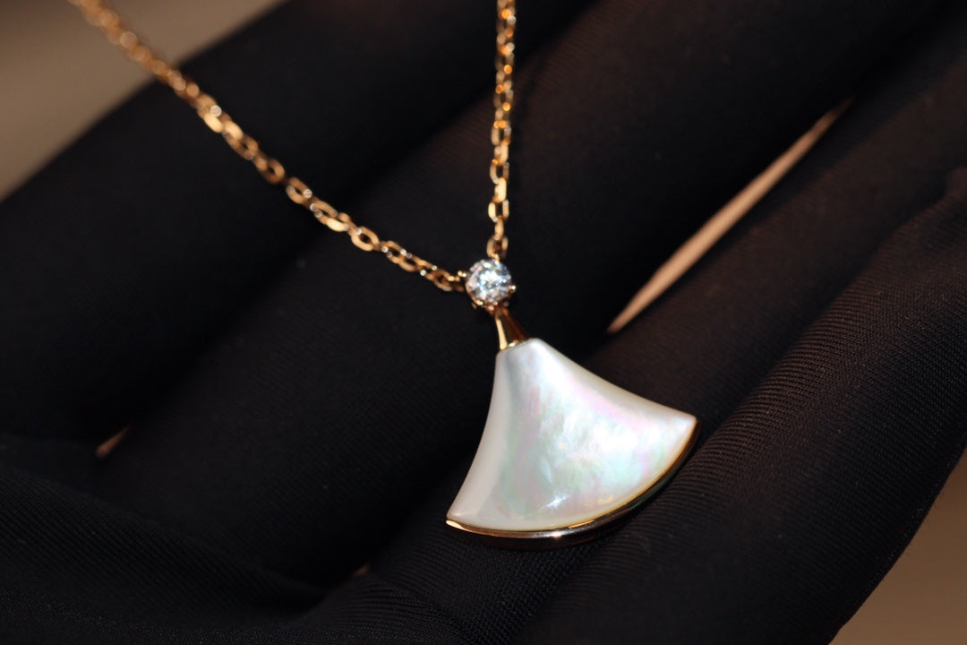 [Glitter Jewelry]DREAM NECKLACE WHITE MOP PINK GOLD 1 DIAMOND