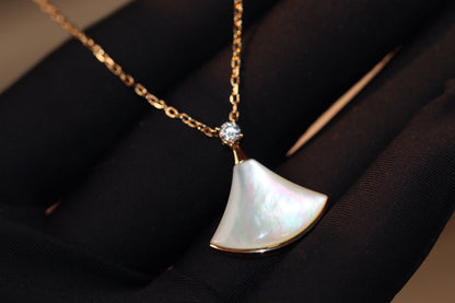 [Glitter Jewelry]DREAM NECKLACE WHITE MOP PINK GOLD 1 DIAMOND