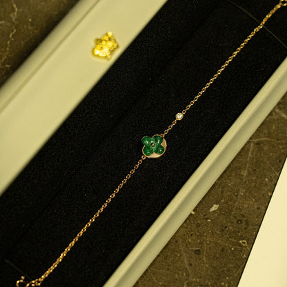 [Glitter Jewelry]SUN MALACHITE 1 DIAMOND PINK GOLD BRACELET