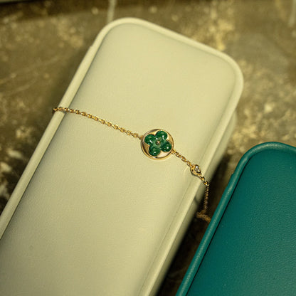 [Glitter Jewelry]SUN MALACHITE 1 DIAMOND PINK GOLD BRACELET