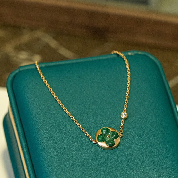 [Glitter Jewelry]SUN MALACHITE 1 DIAMOND PINK GOLD BRACELET