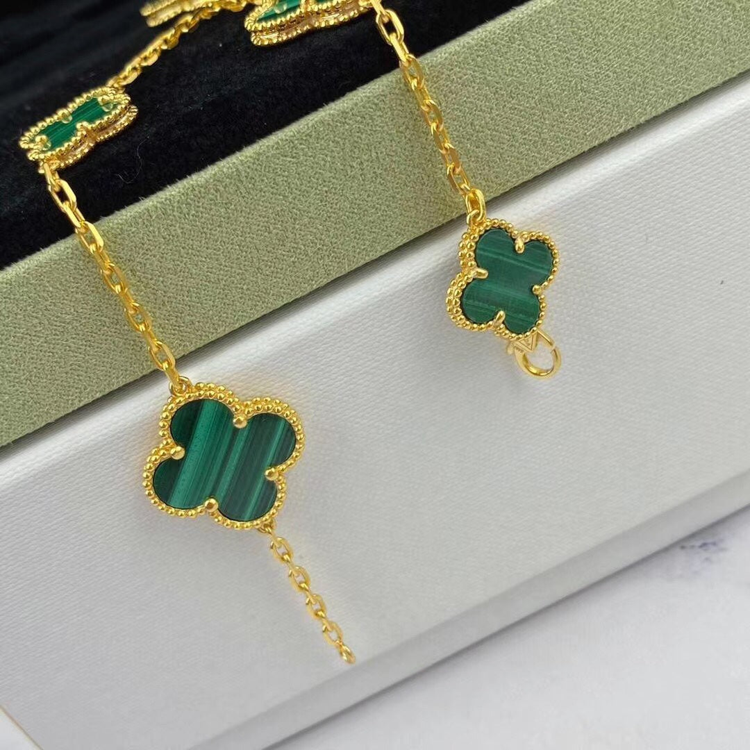[Glitter Jewelry]MAGIC CLOVER MALACHITE GOLD BRACELET 5 MOTIFS