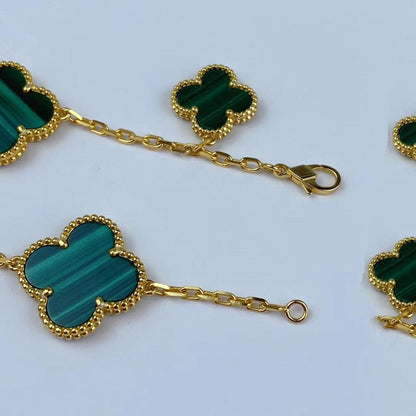 [Glitter Jewelry]MAGIC CLOVER MALACHITE GOLD BRACELET 5 MOTIFS