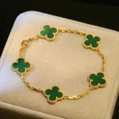[Glitter Jewelry]CLOVER 5 MOTIFS MALACHITE BRACELET
