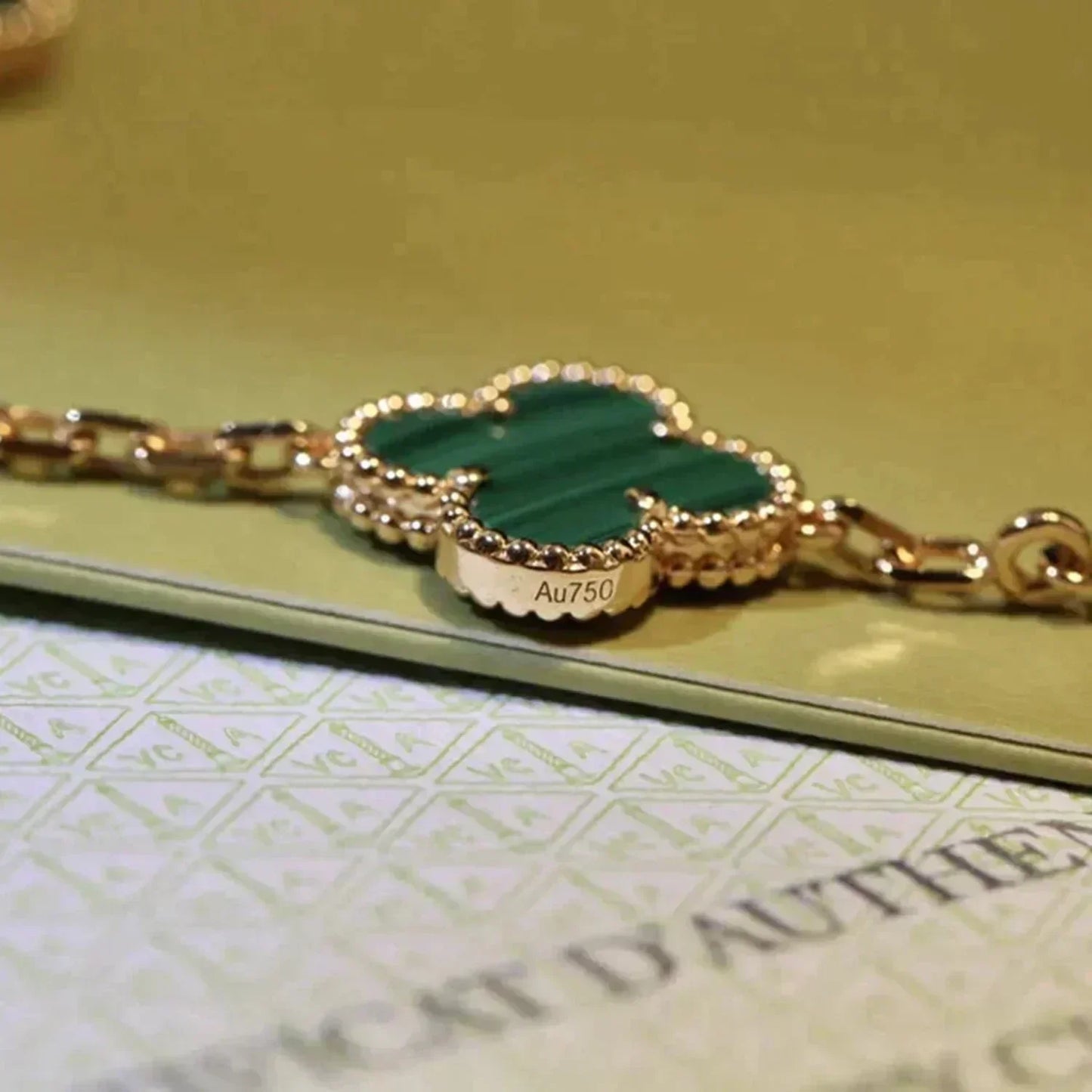 [Glitter Jewelry]CLOVER 5 MOTIFS MALACHITE BRACELET