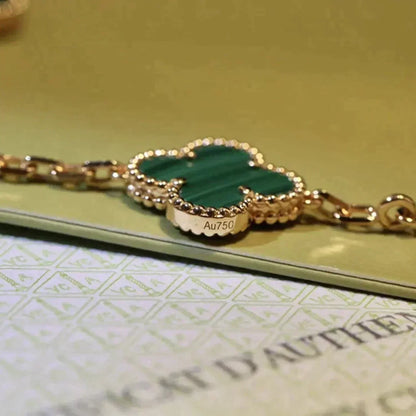 [Glitter Jewelry]CLOVER 5 MOTIFS MALACHITE BRACELET
