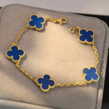 [Glitter Jewelry]CLOVER 5 MOTIFS BLUE AGATE BRACELET