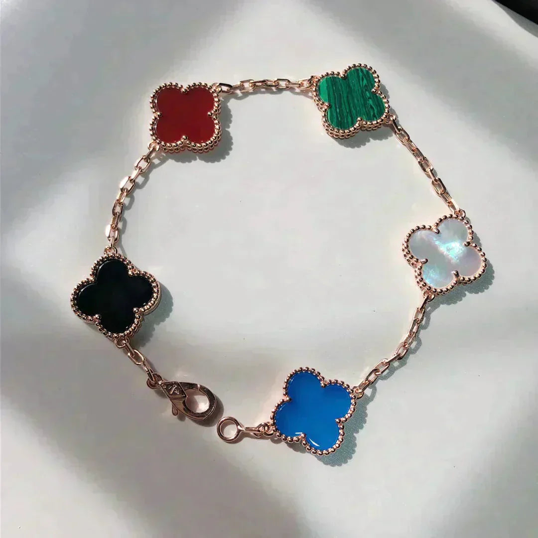[Glitter Jewelry]CLOVER 5 MOTIFS MULTICOLOR  BRACELET