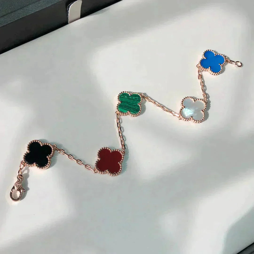 [Glitter Jewelry]CLOVER 5 MOTIFS MULTICOLOR  BRACELET