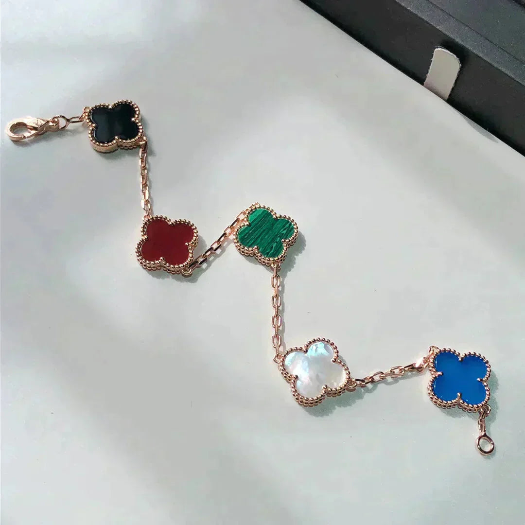 [Glitter Jewelry]CLOVER 5 MOTIFS MULTICOLOR  BRACELET