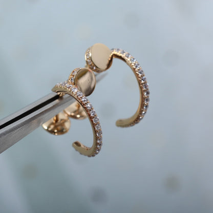 [Glitter Jewelry]JUSTE EARRINGS 12.75MM PINK GOLD DIAMOND