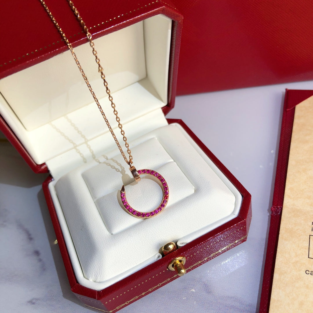 [Glitter Jewelry]JUSTE NECKLACE GOLD RED DIAMONDS