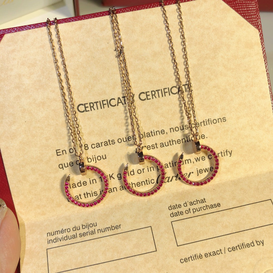 [Glitter Jewelry]JUSTE NECKLACE GOLD RED DIAMONDS