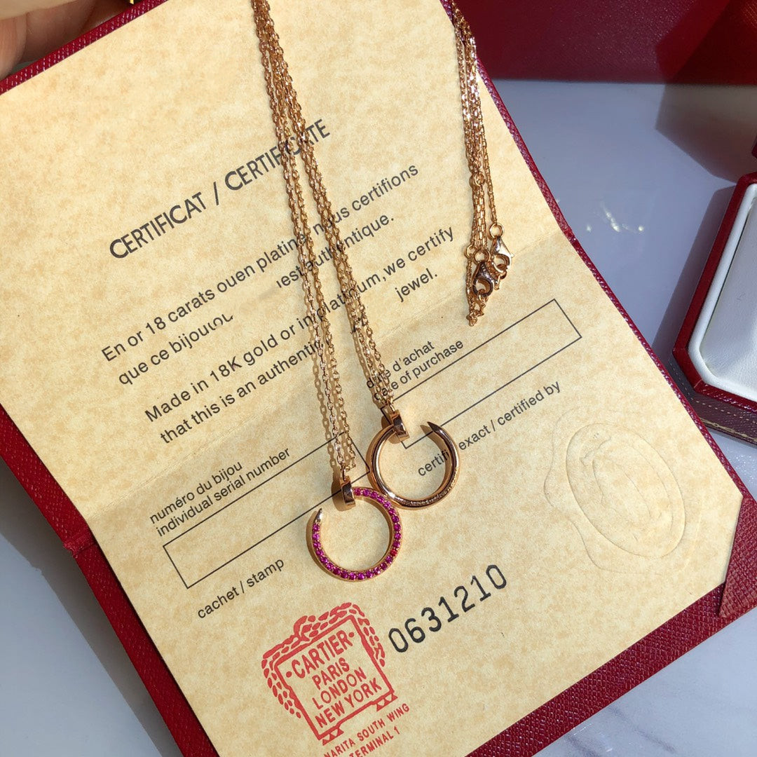 [Glitter Jewelry]JUSTE NECKLACE GOLD RED DIAMONDS