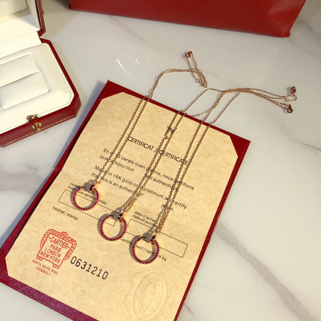 [Glitter Jewelry]JUSTE NECKLACE GOLD RED DIAMONDS