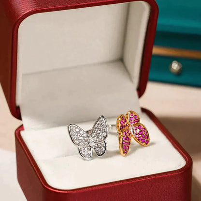 [Glitter Jewelry]TWIN BUTTERFLY DIAMOND RING
