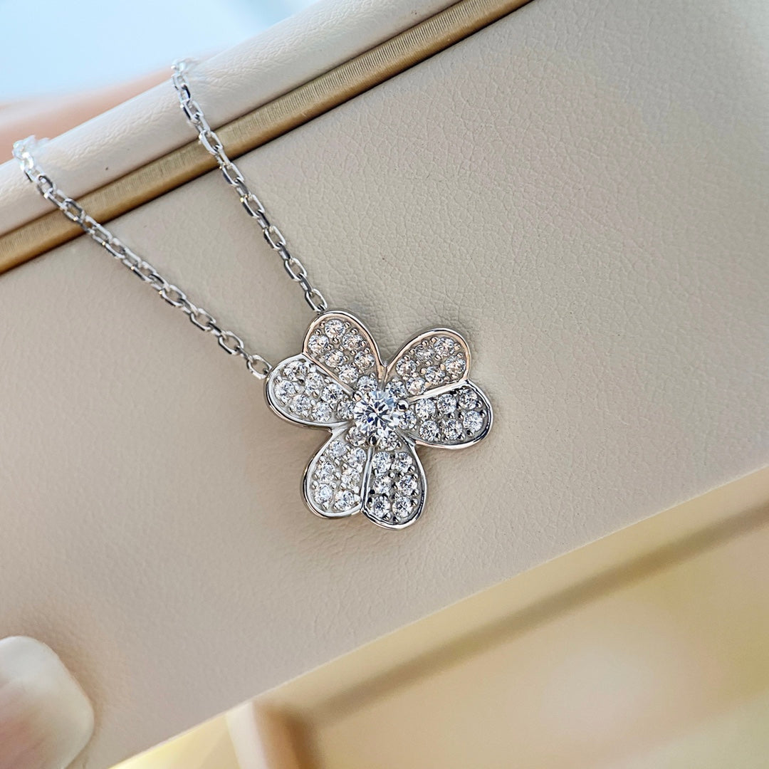 [Glitter Jewelry]CLOVER DIAMOND NECKLACE SILVER